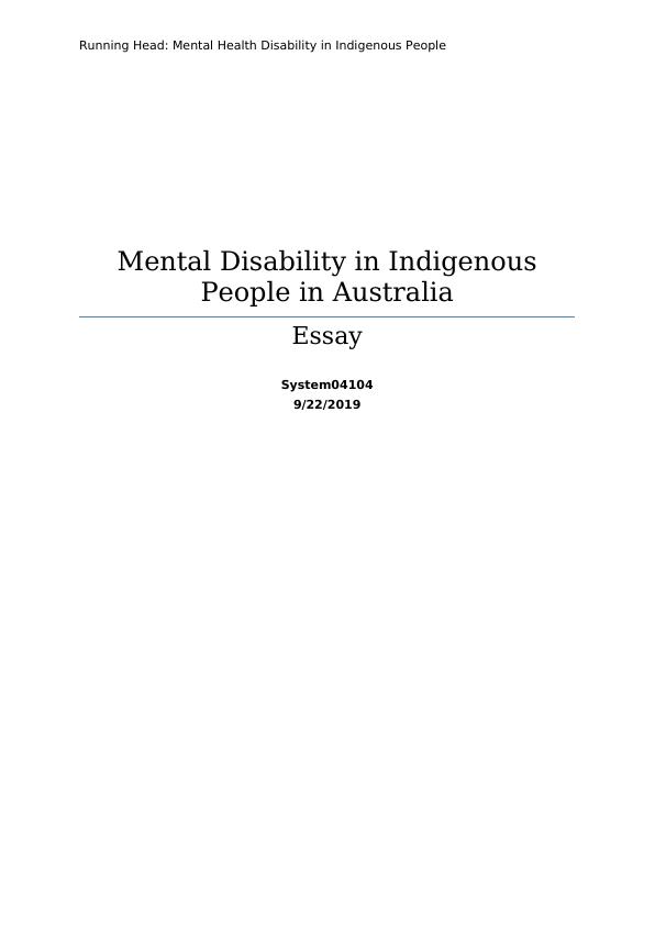 Mental Health Disability in Indigenous People Essay  2022_1