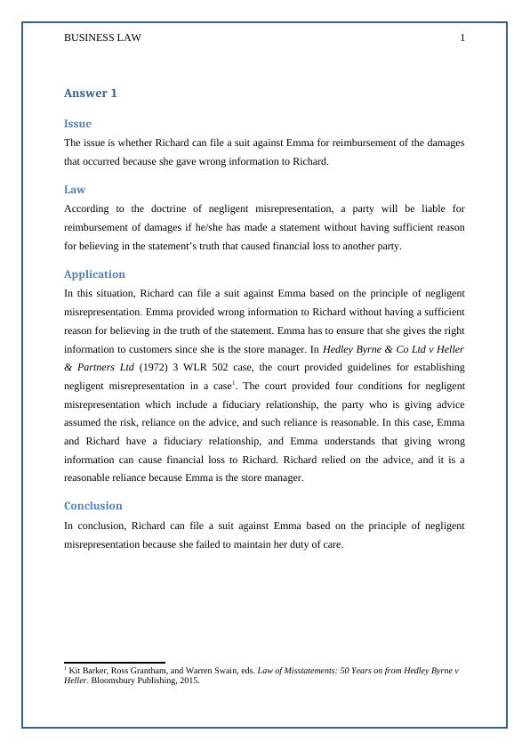 (PDF) Business Law Assignment : Heller & Partners Ltd_2