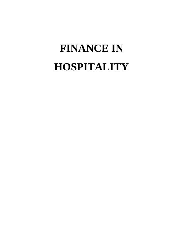 Finance in Hospitality : Assignment_1