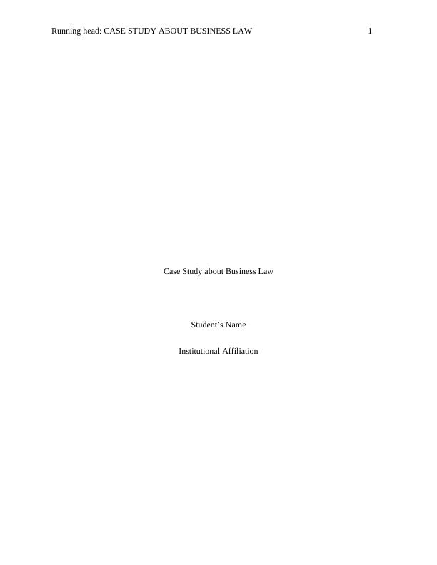 Assignment (Doc) | Case Study About Business Law_1