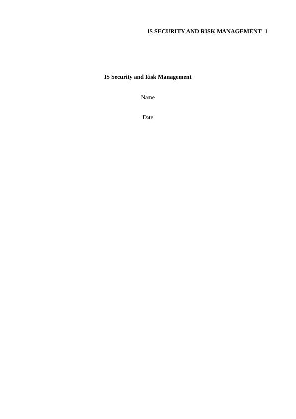 IS Security and Risk Management  Assignment PDF_1