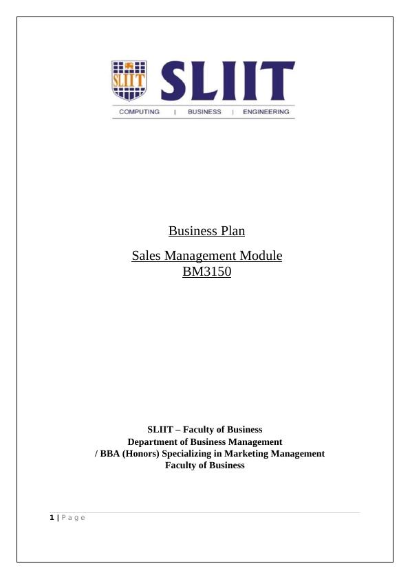 Sales Management Module BM3150 SLIIT Faculty of Business_1