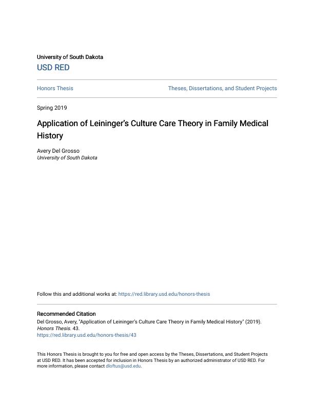 Leininger Application of Leininger’s Culture Care Theory  in Family Medical  History_1