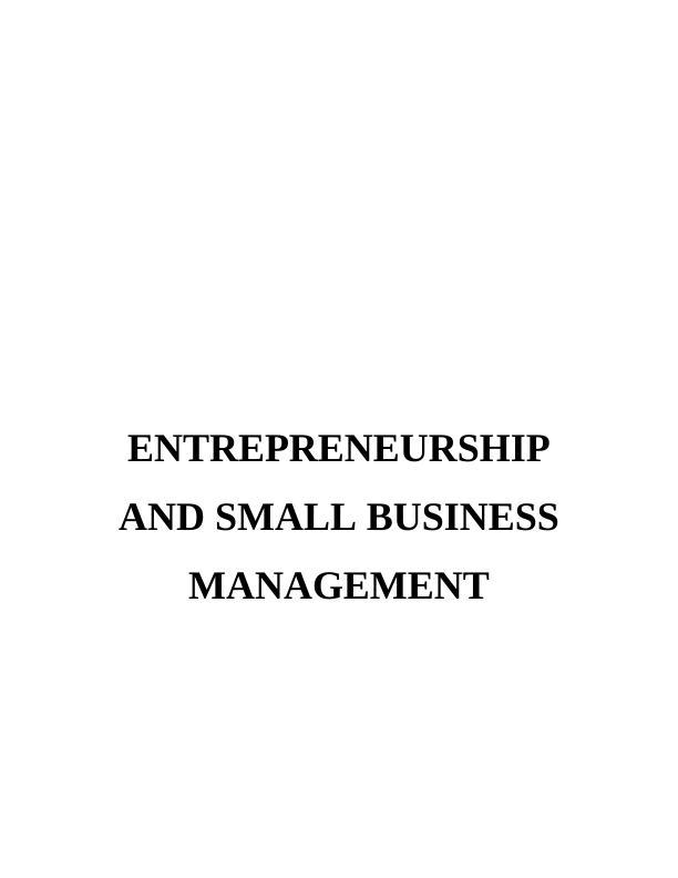 (PDF) Entrepreneurship and Small Business Management : Assignment_1