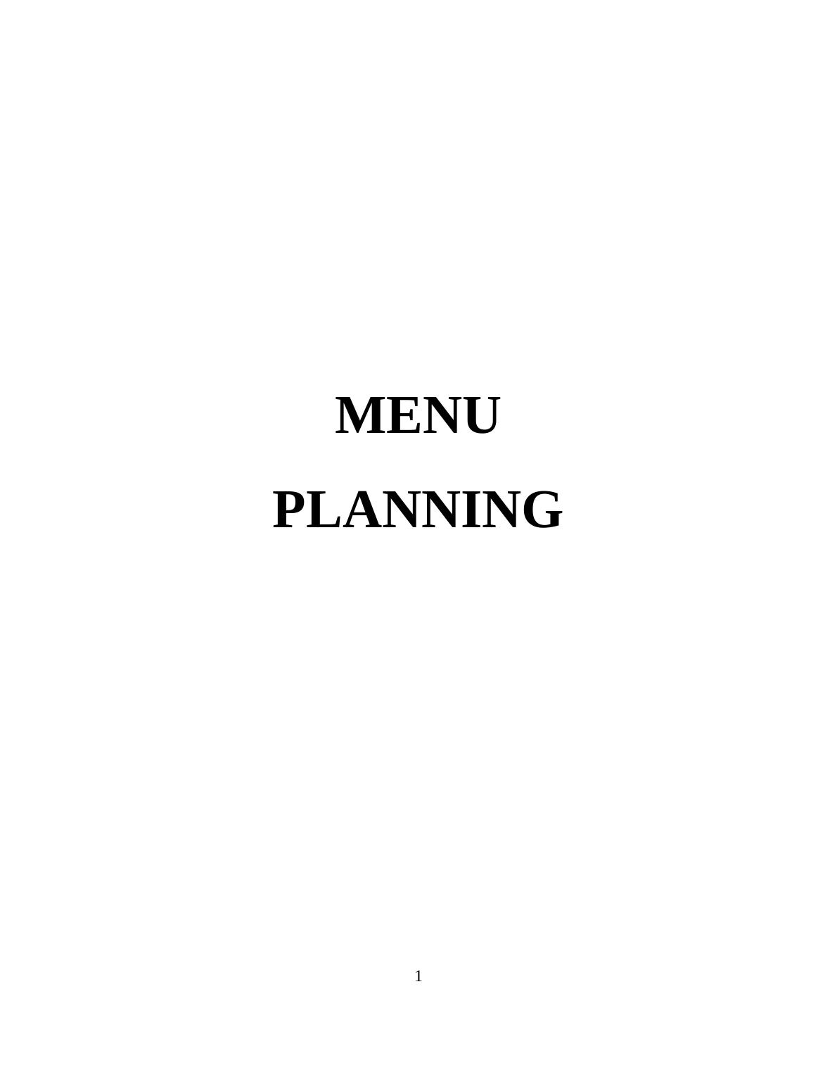 Aspects of Menu Planning | Report_1