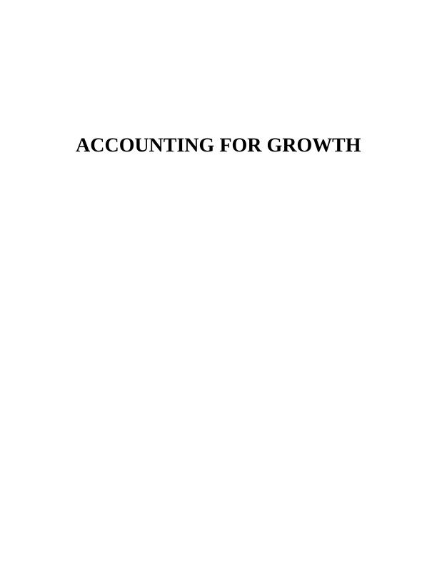 Accounting For Growth: Assignment_1