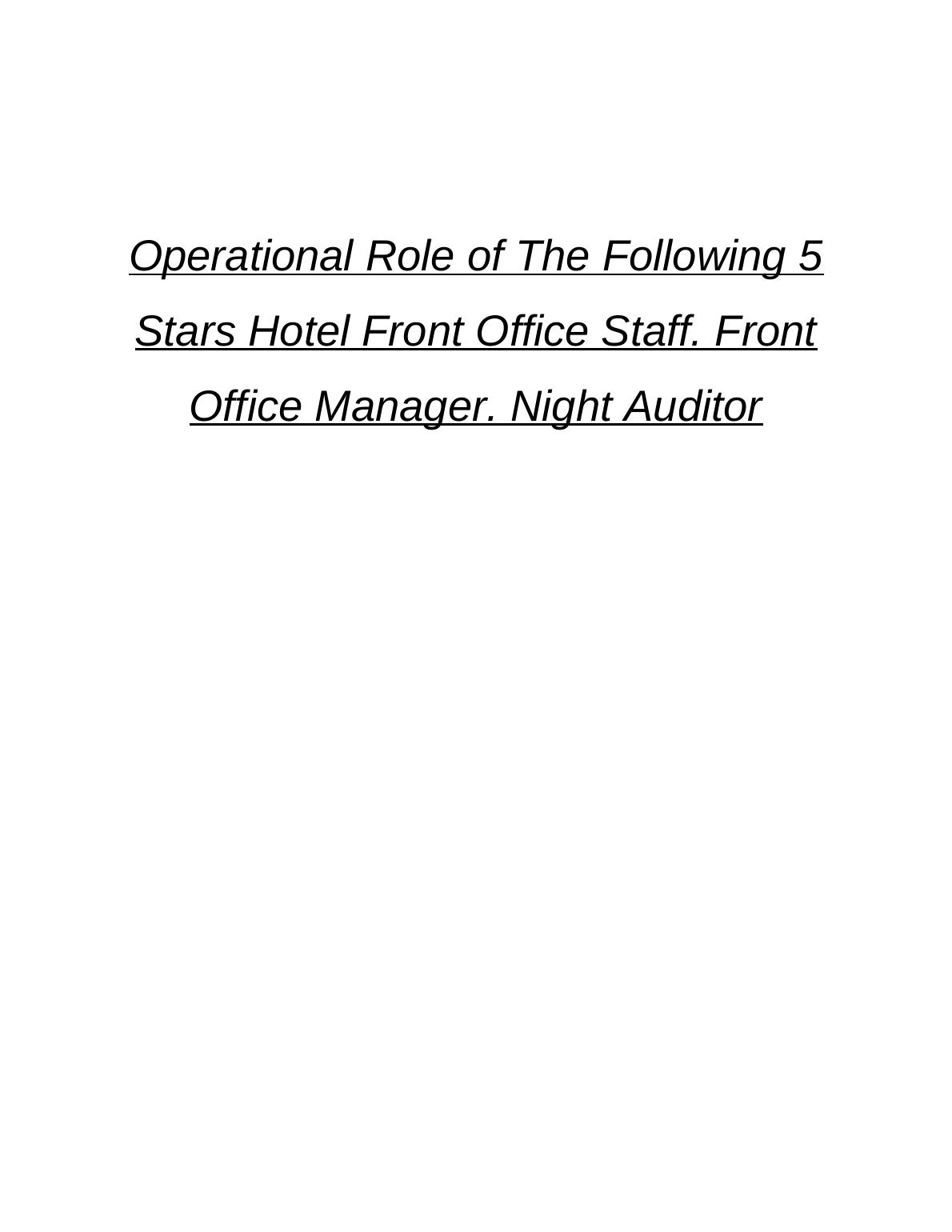 operational-role-of-5-star-hotel-front-office-staff