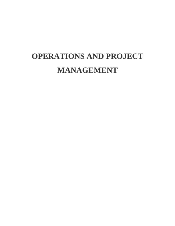 Operations and Project Management Essay - XYZ_1