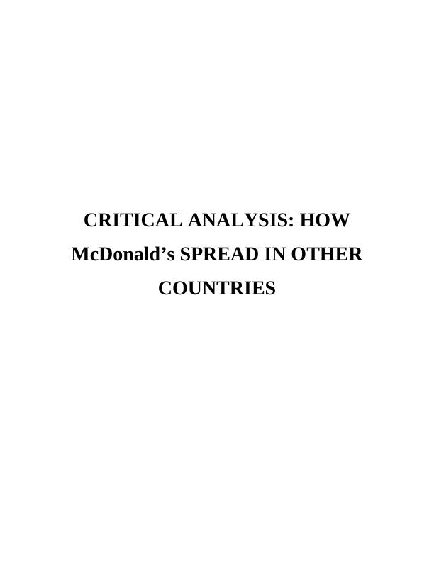 Critical Analysis How Mcdonalds Spread In Other Countries_1