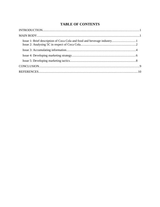 Developing marketing strategy development TABLE OF CONTENTS_2