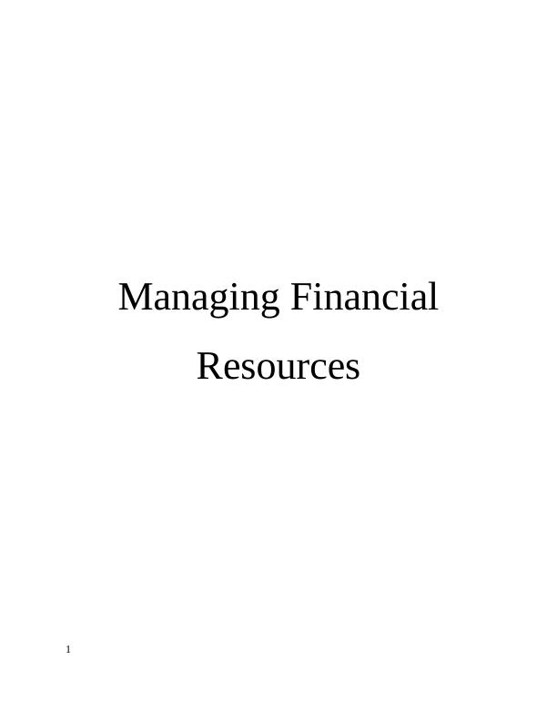 Managing Financial Resources -  Sainsbury Assignment_1