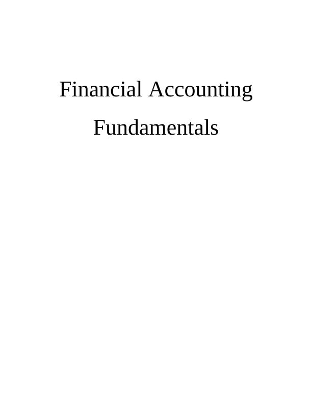 Financial Accounting Fundamentals - Desklib