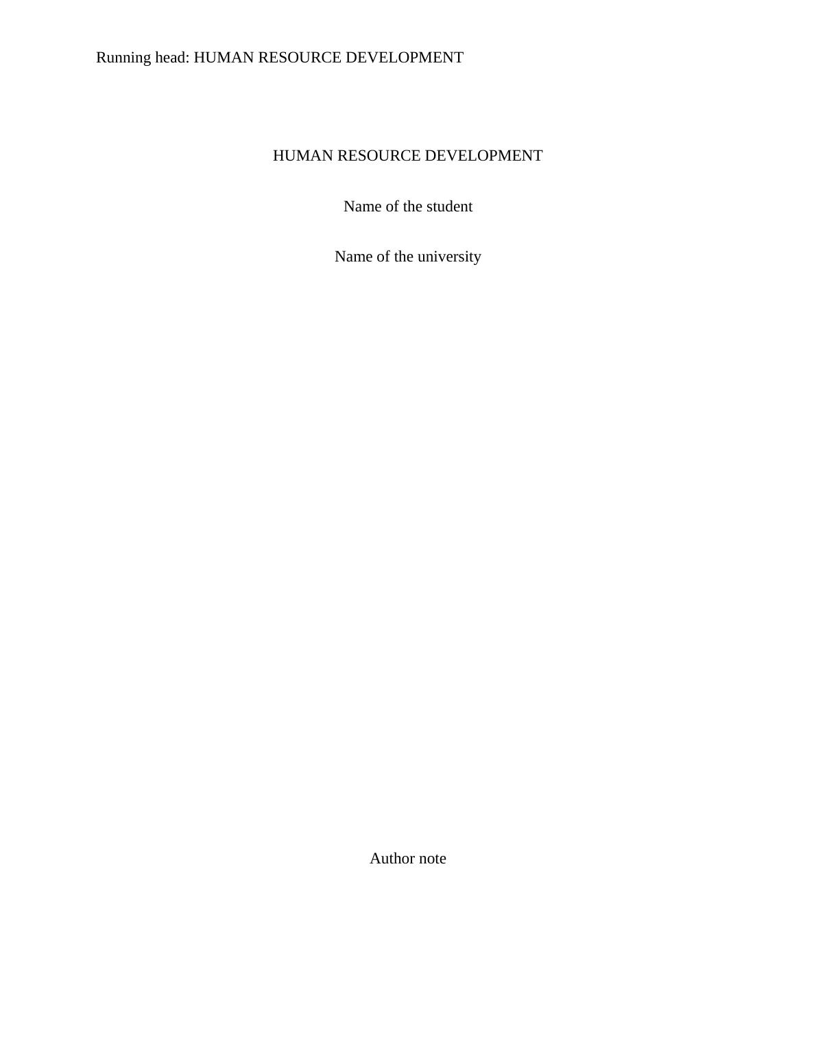 Report on Actions of Human Resource Development_1