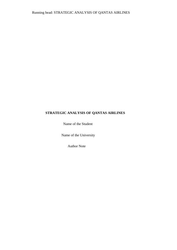 Strategic Analysis of qantas airlines PDF_1