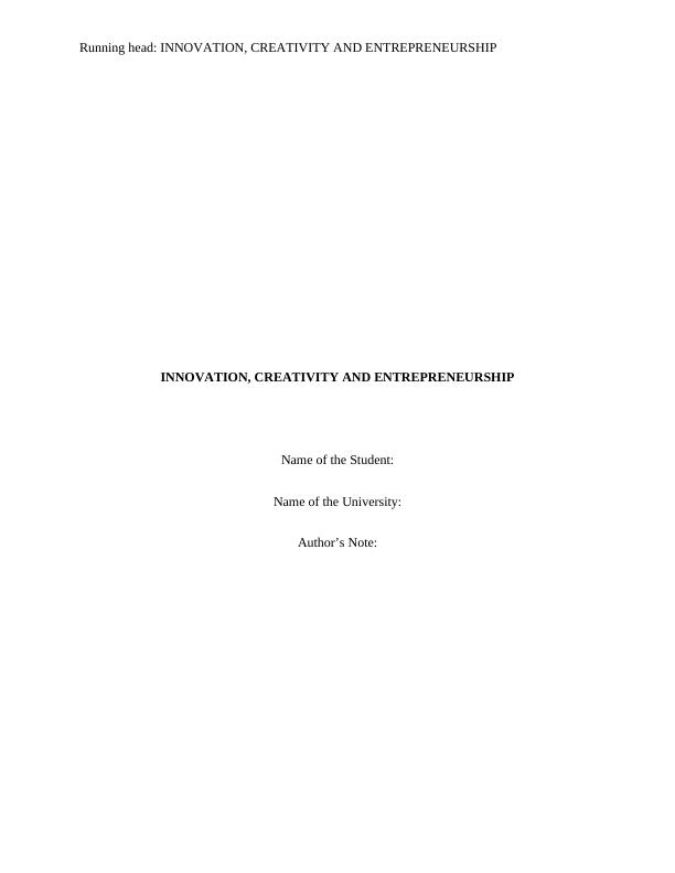 research paper on innovation and entrepreneurship