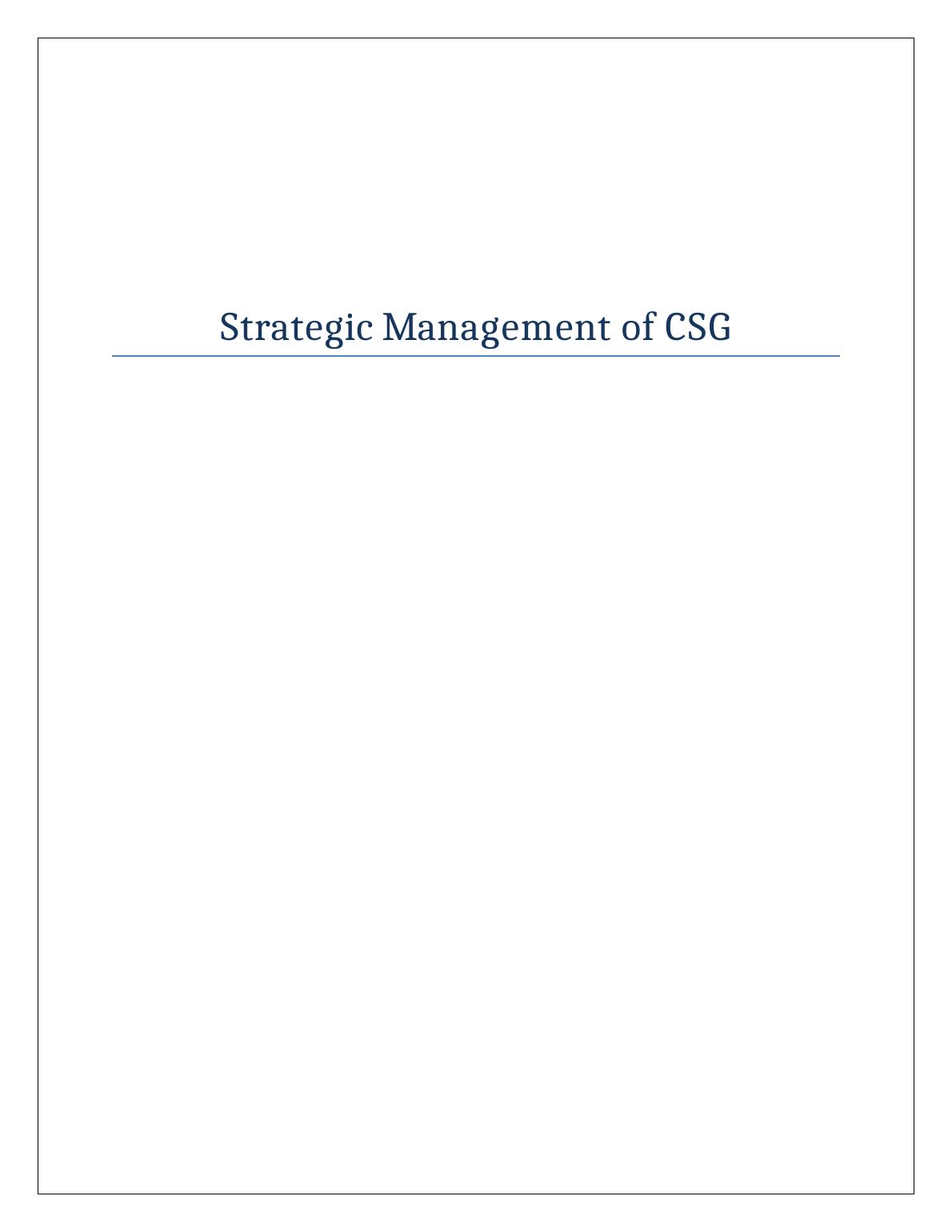 Strategic Management of CSG_1