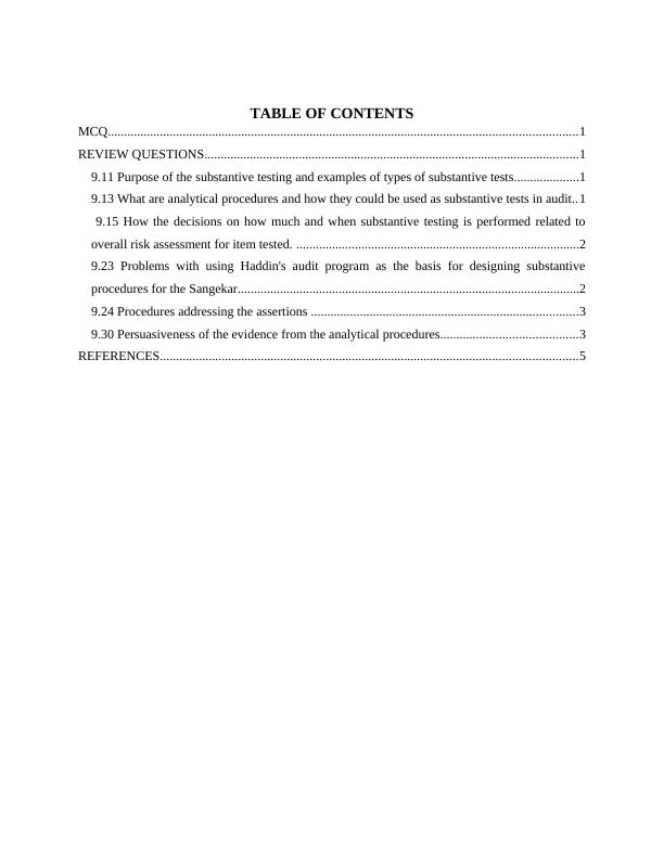 Substantive Testing and Analytical Procedures in Audit - Desklib