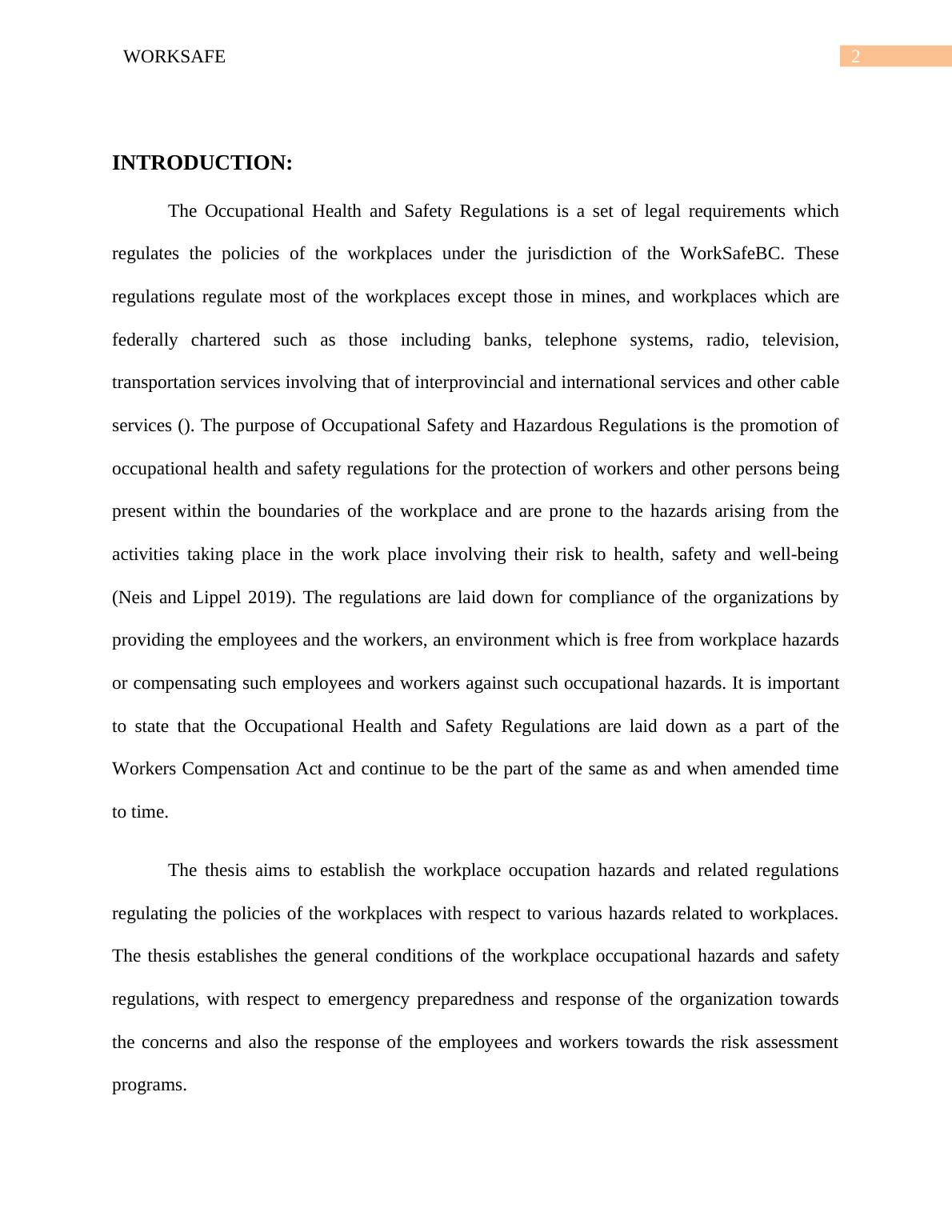 Occupational Health and Safety Regulations Worksafe