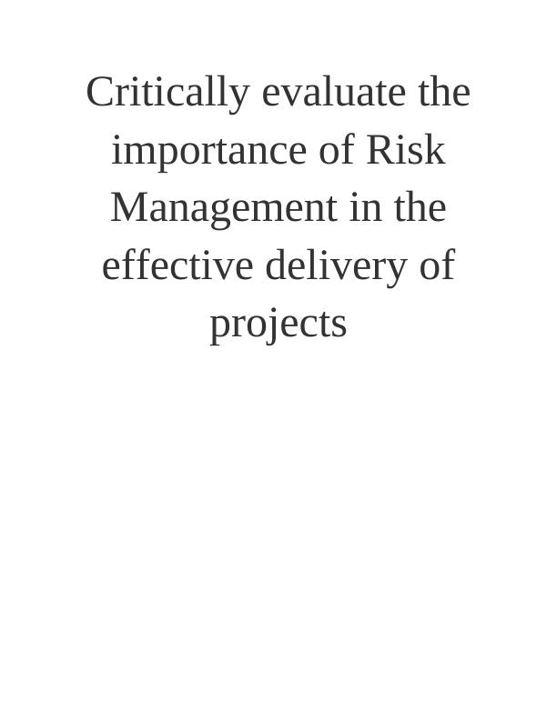 Importance of Risk Management in Project Delivery_1