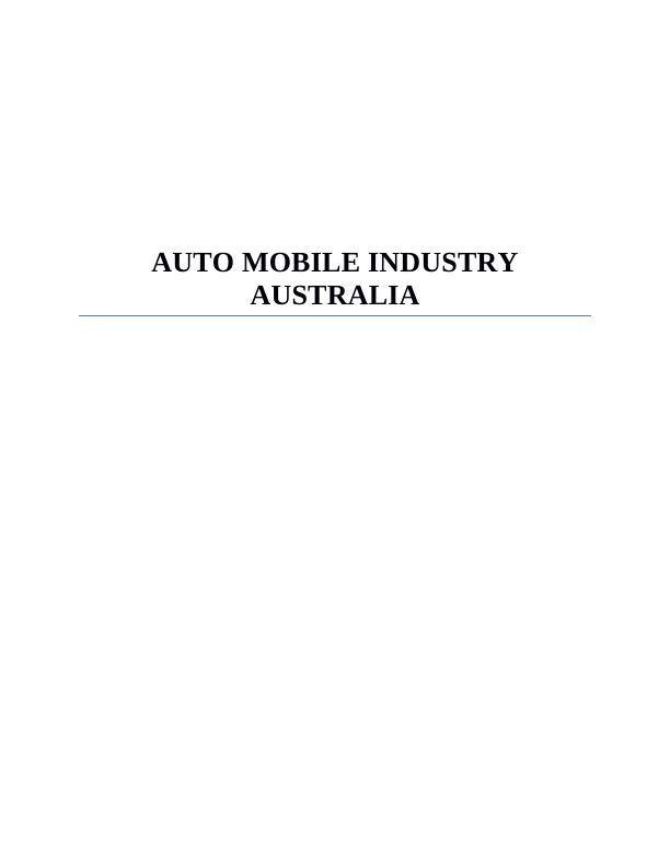 Assessment of Profitability in Australian Automobile Industry_1