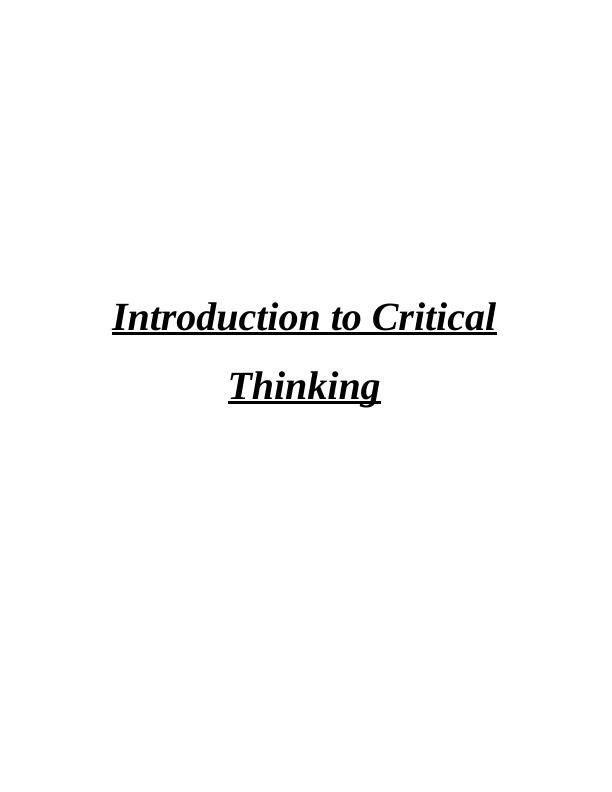 [PDF] Introduction to Critical Thinking_1