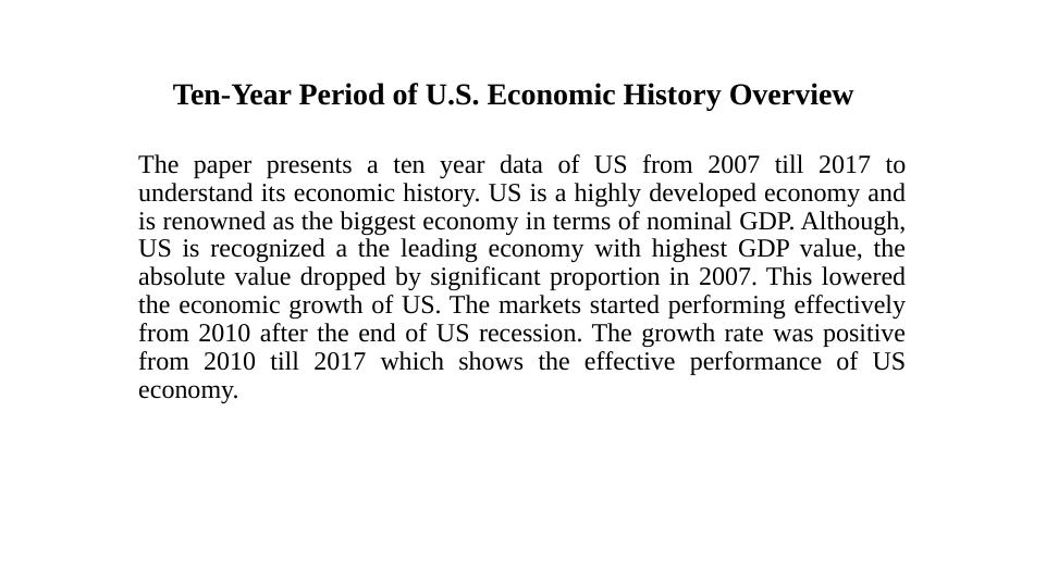 Ten-Year Period of U.S. Economic History_1