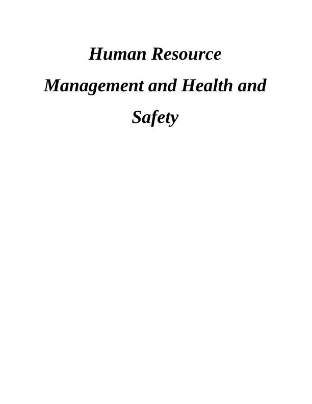 health and safety management assignment