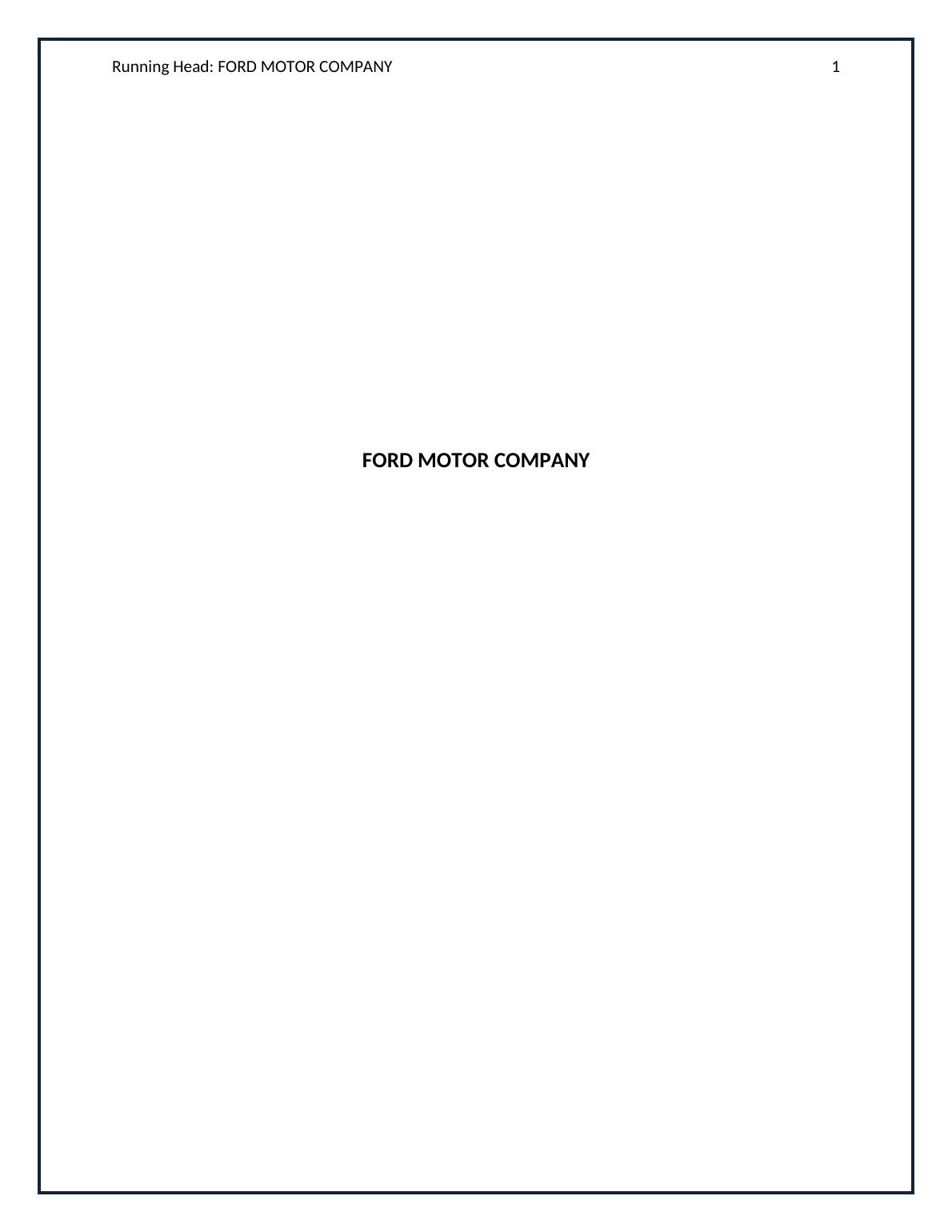 THE FORD MOTOR COMPANY