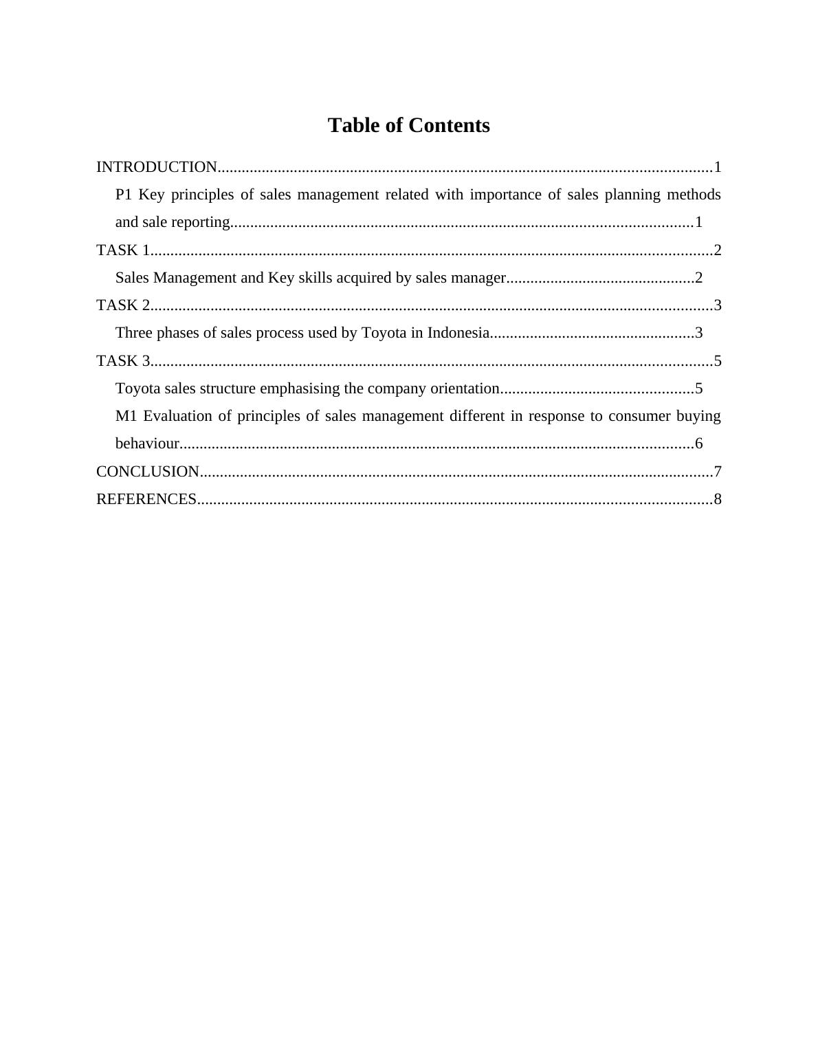 Sales Strategies of Toyota in Indonesia Assignment