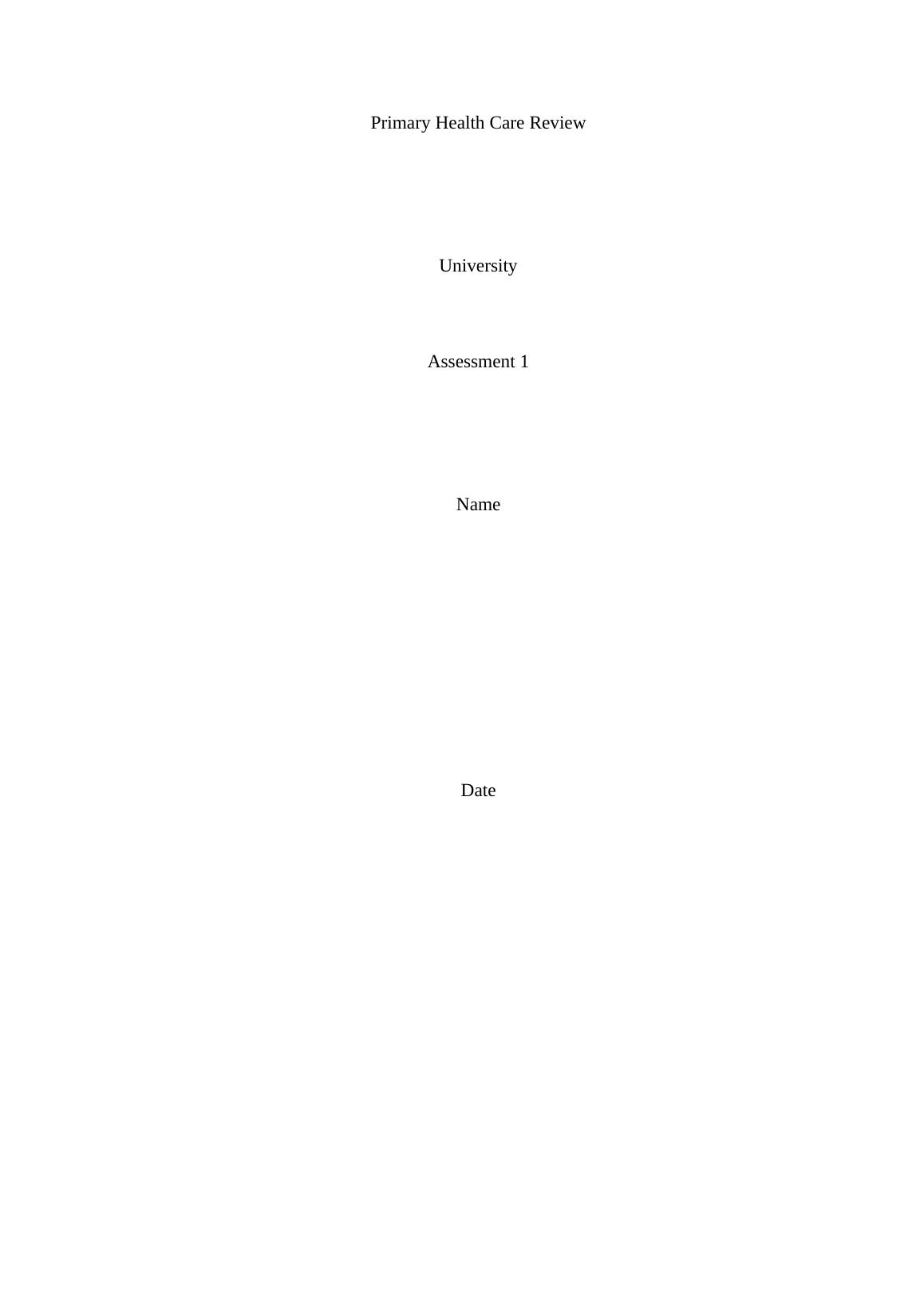 Primary Health Care Review