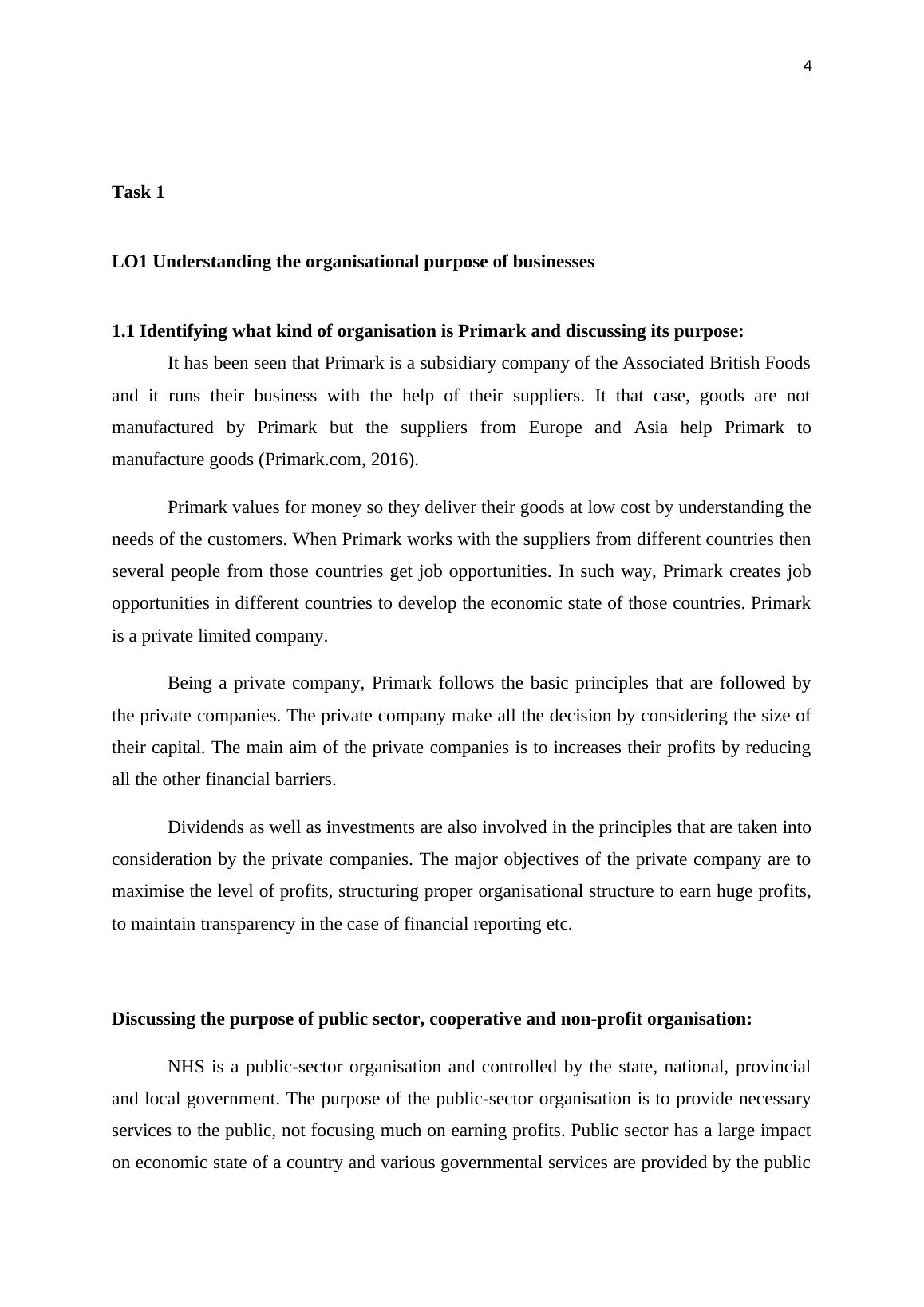 Purpose of Cooperative Business Primark