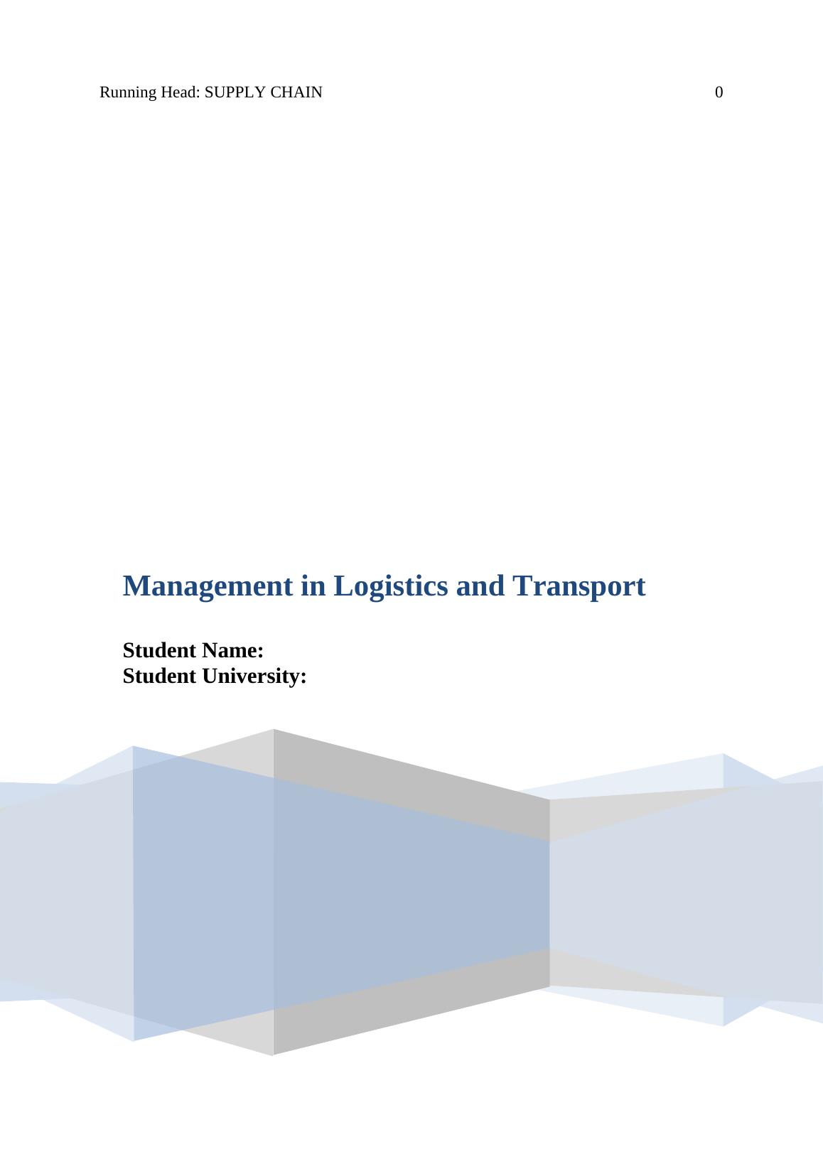 logistics management assignment pdf