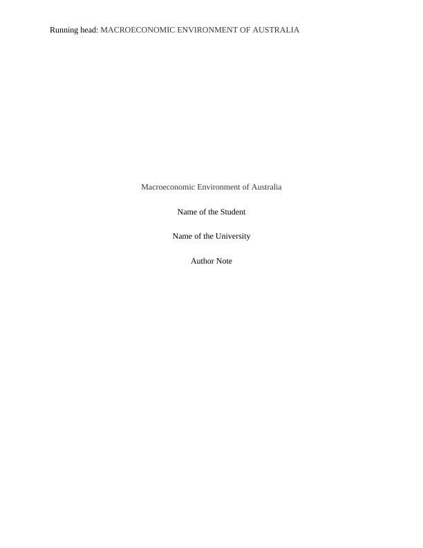 Assignment on Macroeconomic Environment of Australia_1
