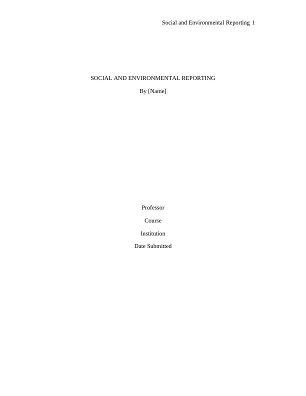 Social and Environmental Reporting - Assignment_1