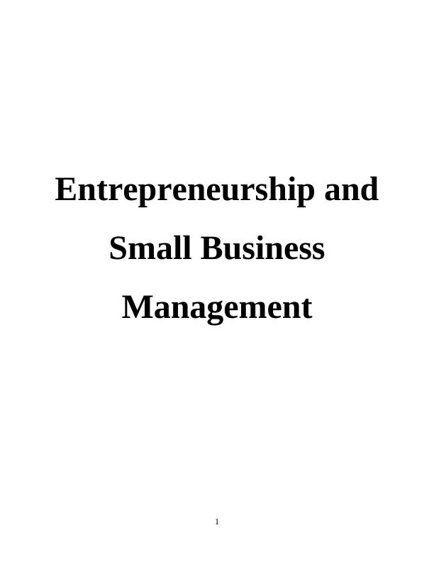 Entrepreneurship and Small Business Management Assignment - Ford Motors Company_1