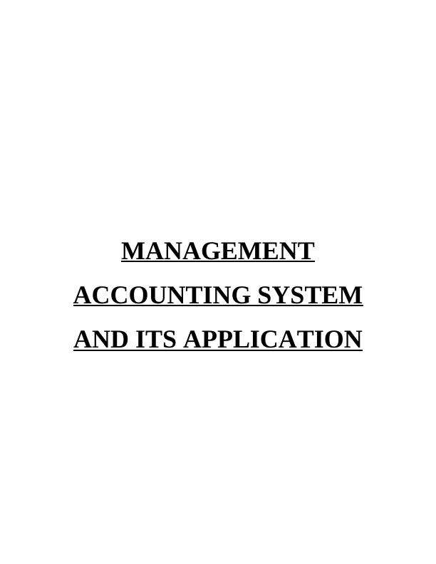 Management Accounting System and Its Application: Assignment (Doc)_1