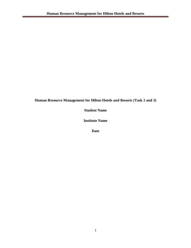 Human Resource Management for Hilton Hotels Assignment_1