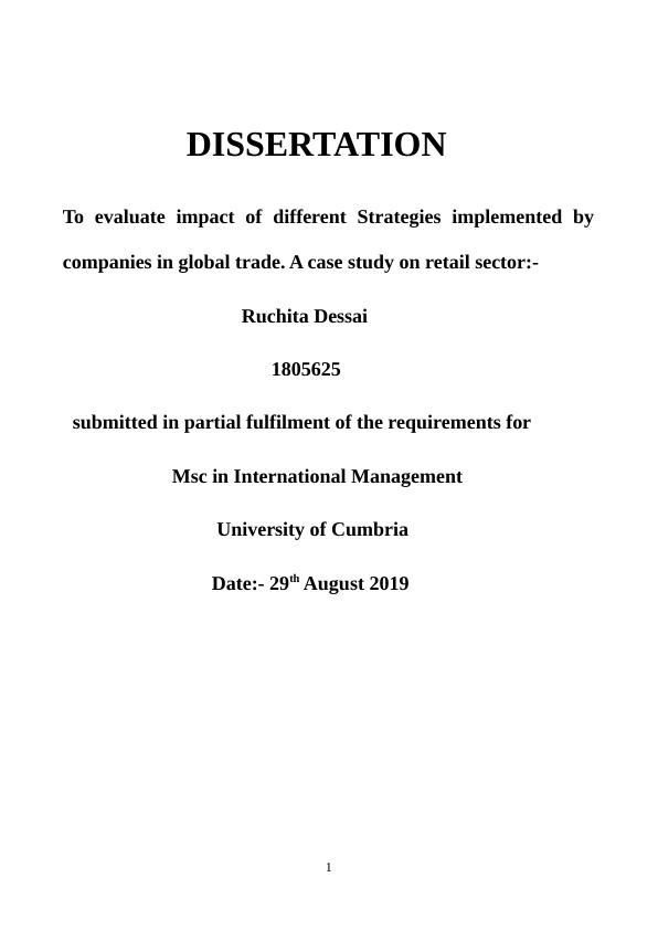 To evaluate impact of diff. strategies implemented by companies in global trade. A case study on retail sector._1