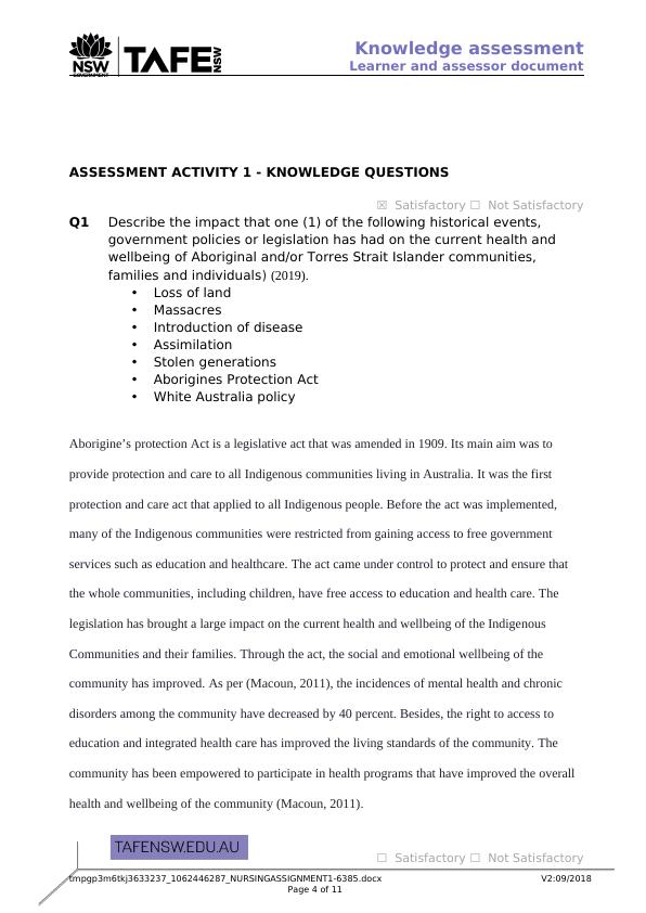 Promote Aboriginal and/or Torres Strait Islander cultural safety Assessment Guide_4