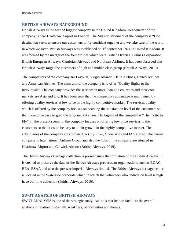 British Airways: Background and SWOT Analysis_3