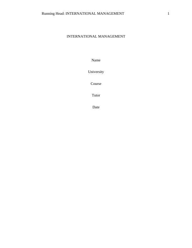 International Management : Lee’s Case Study | UCAS N290_1