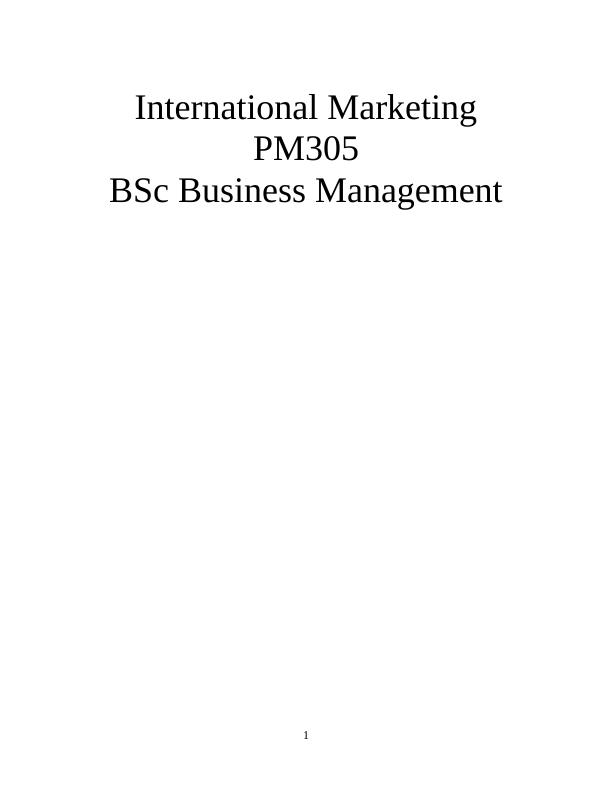 PM305  International Marketing Assignment_1