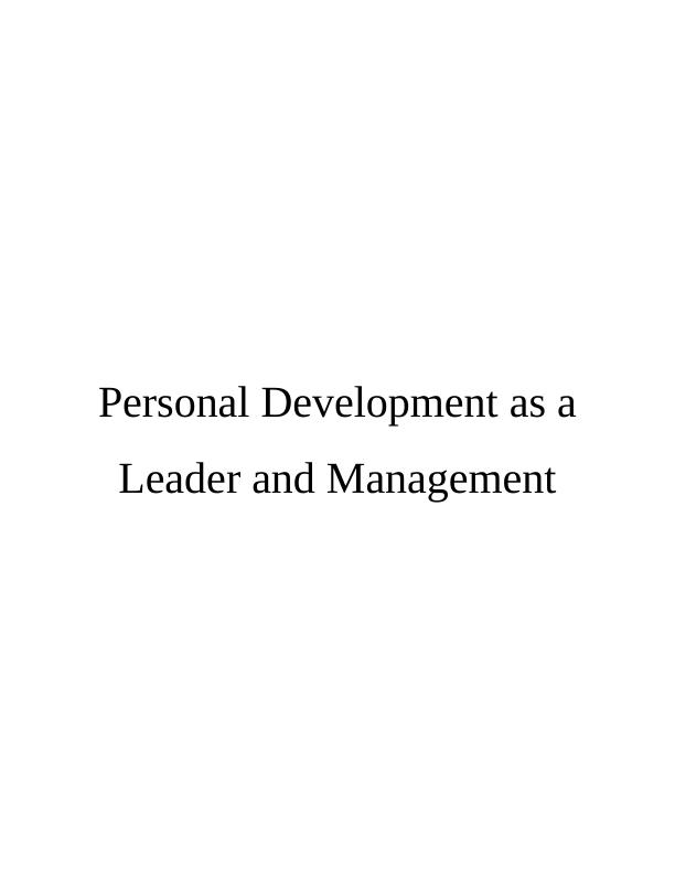 Personal leadership and management: Assignment_1