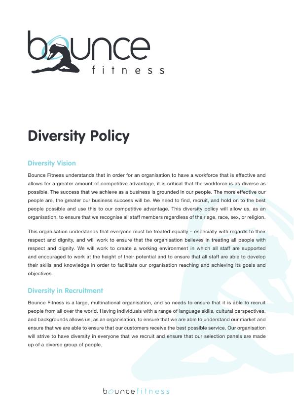 Diversity Policy for Bounce Fitness_1