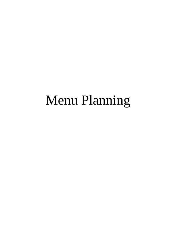Factors Influencing Menu Planning Decisions