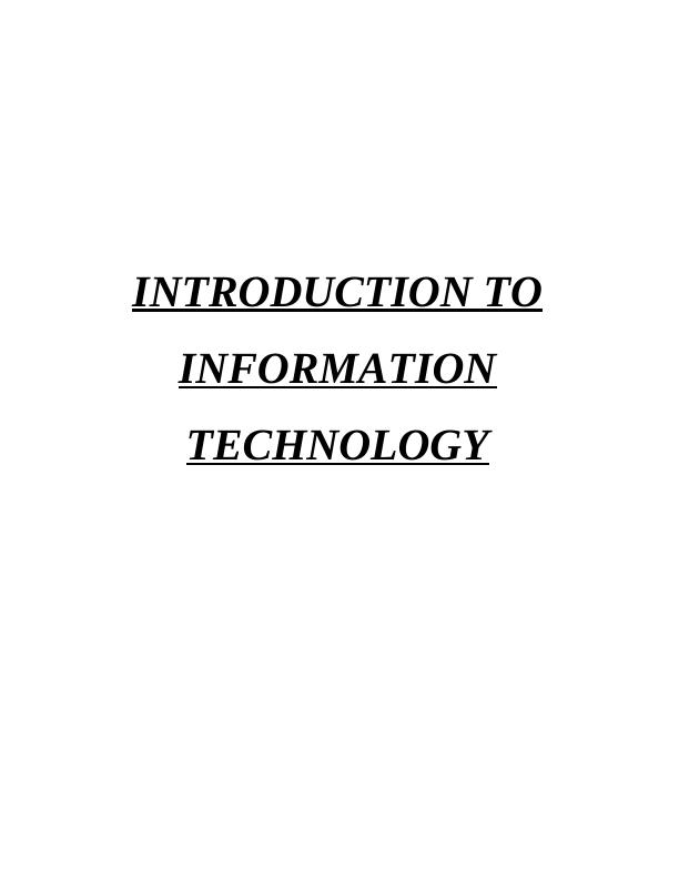 Introduction to Information Technology Assignment : Marks and Spencer_1
