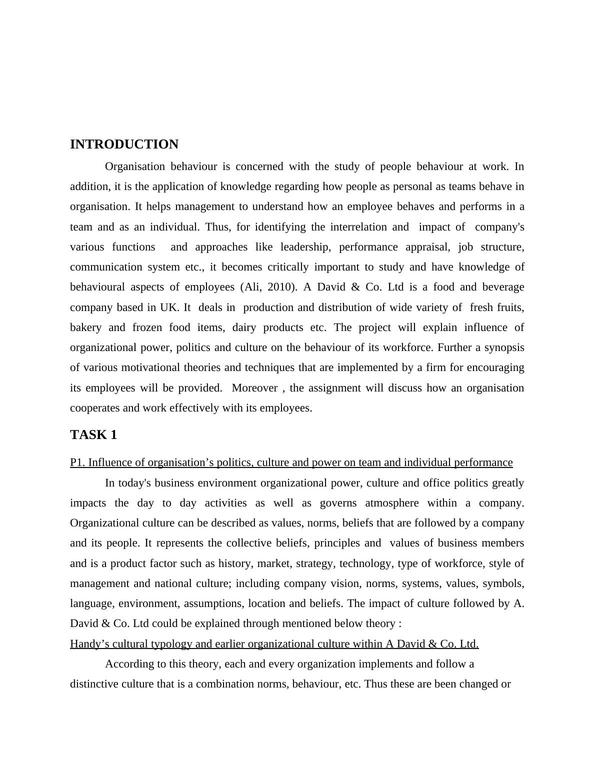 [PDF] Organizational Behaviour Assignment Sample_3