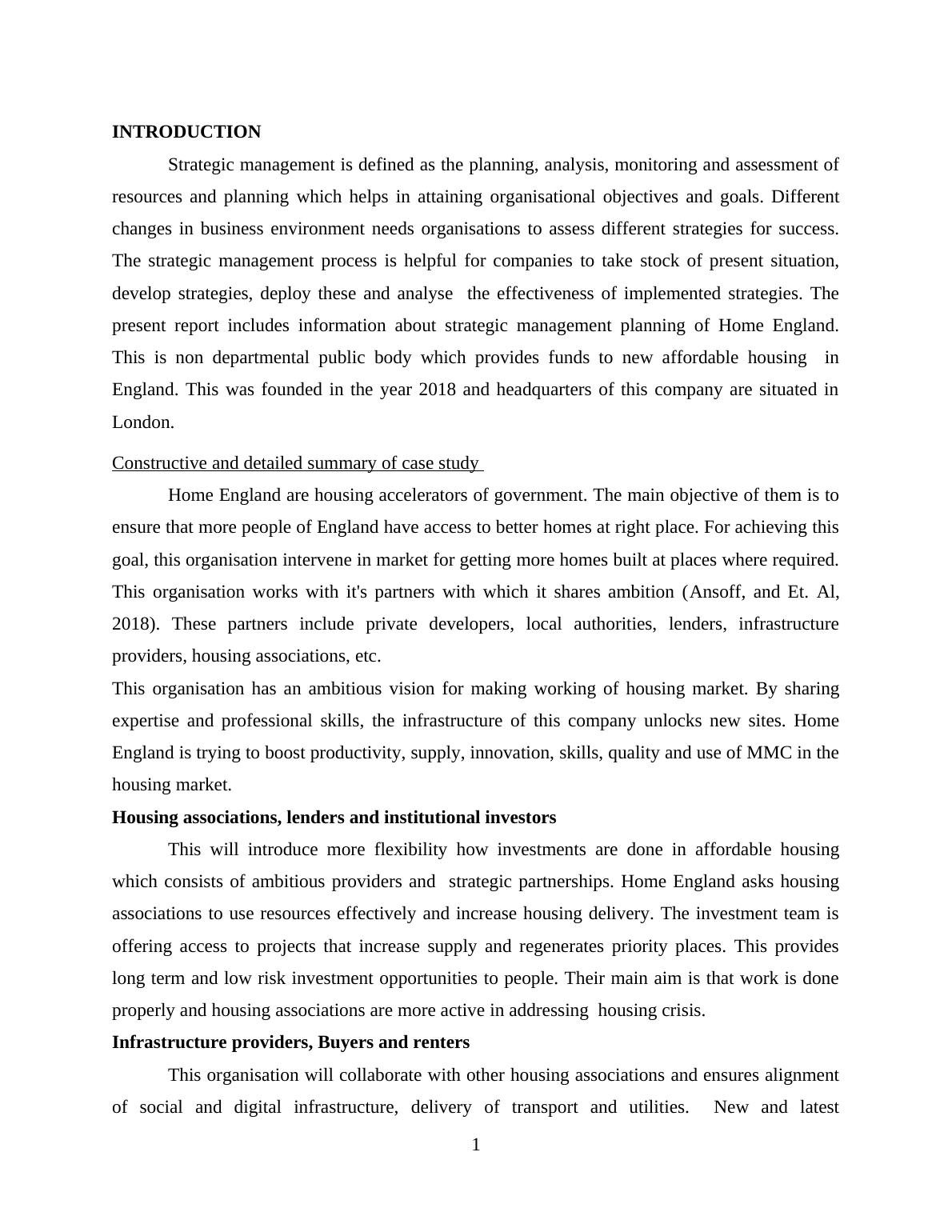 assignment strategic management case study