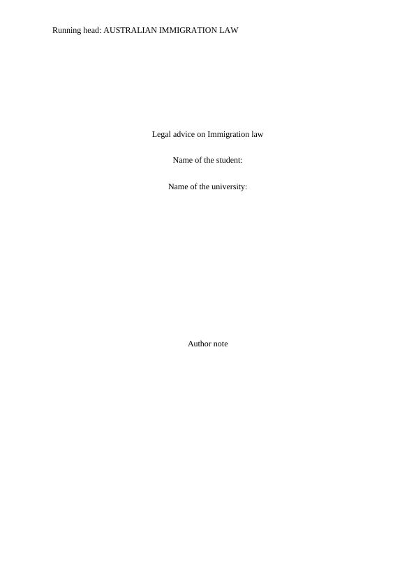 Australian Immigration Law : Assignment_1