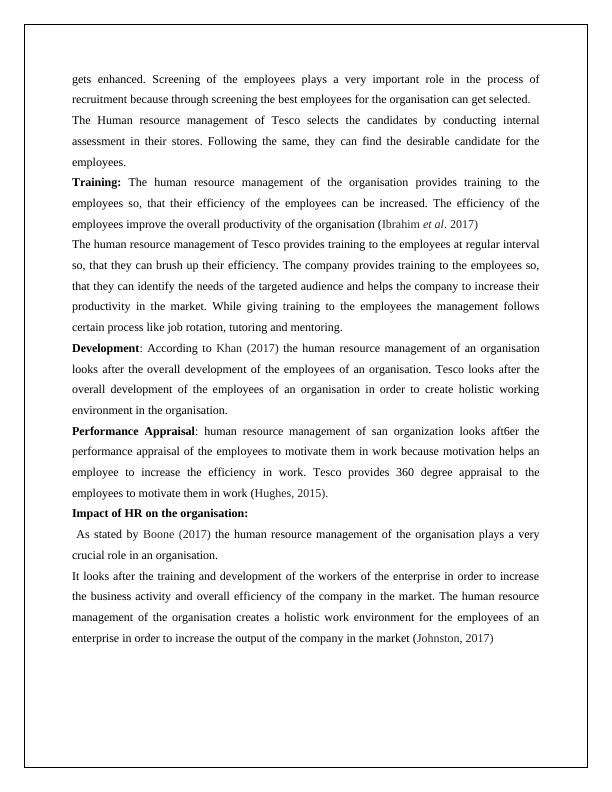 Role and Importance of HR in Tesco Desklib